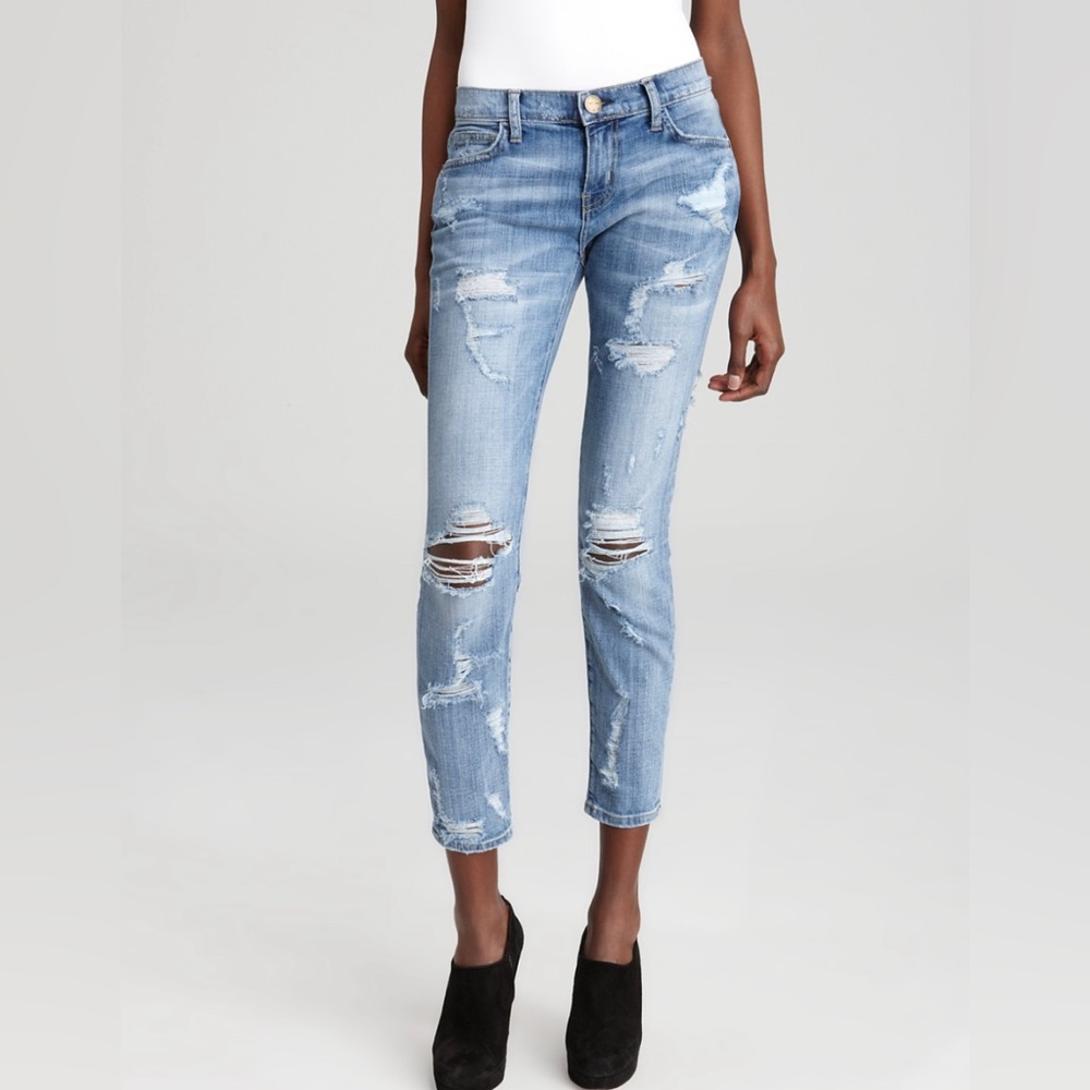 🦄 RARE! NWT Current/Elliott The Stiletto Skinny Jeans 32 Shredded Wash